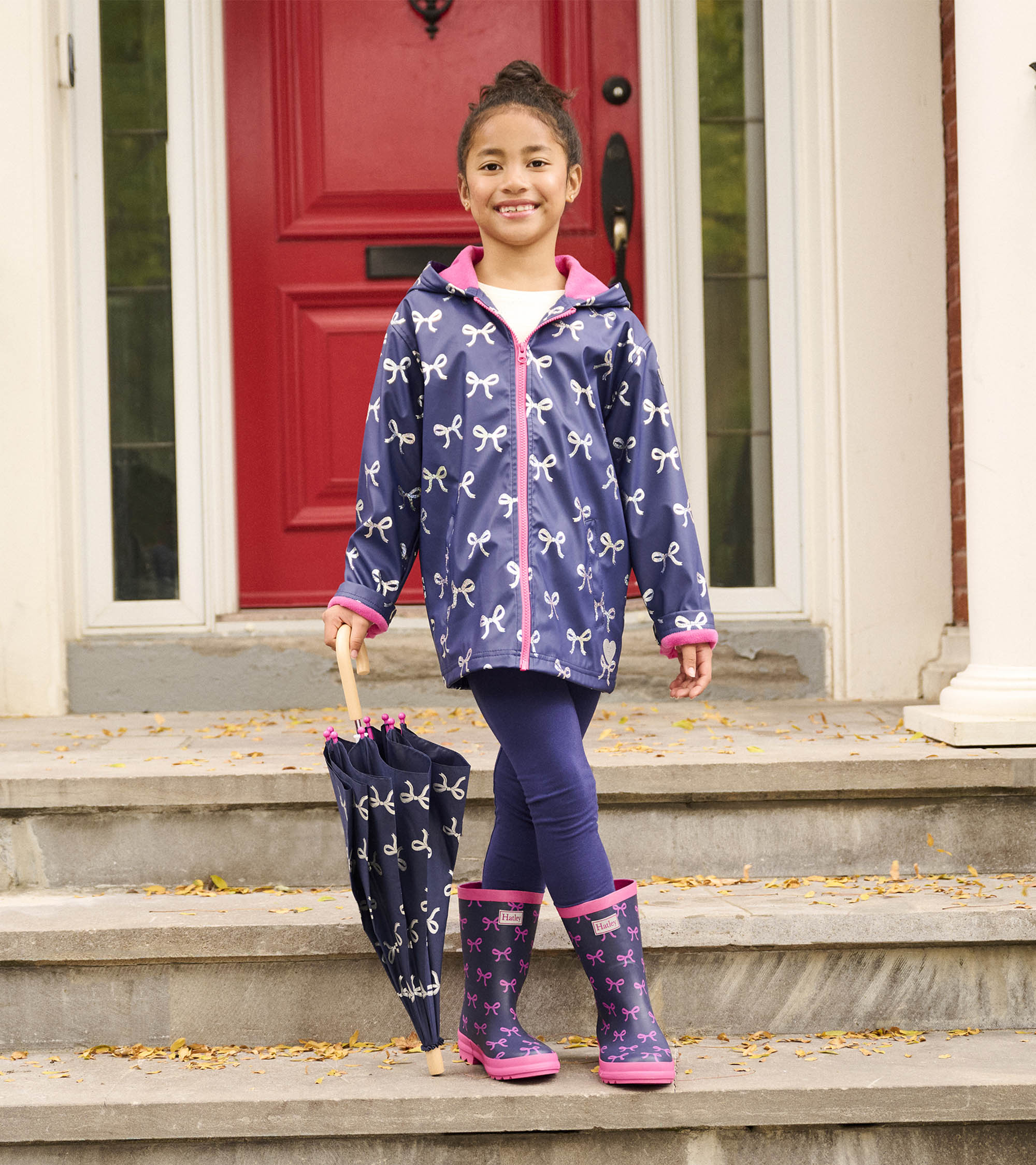 Hatley Girls Silver Ribbon Zip-Up Rain Jacket