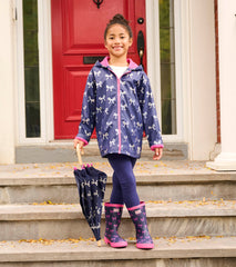 Hatley Girls Silver Ribbon Zip-Up Rain Jacket