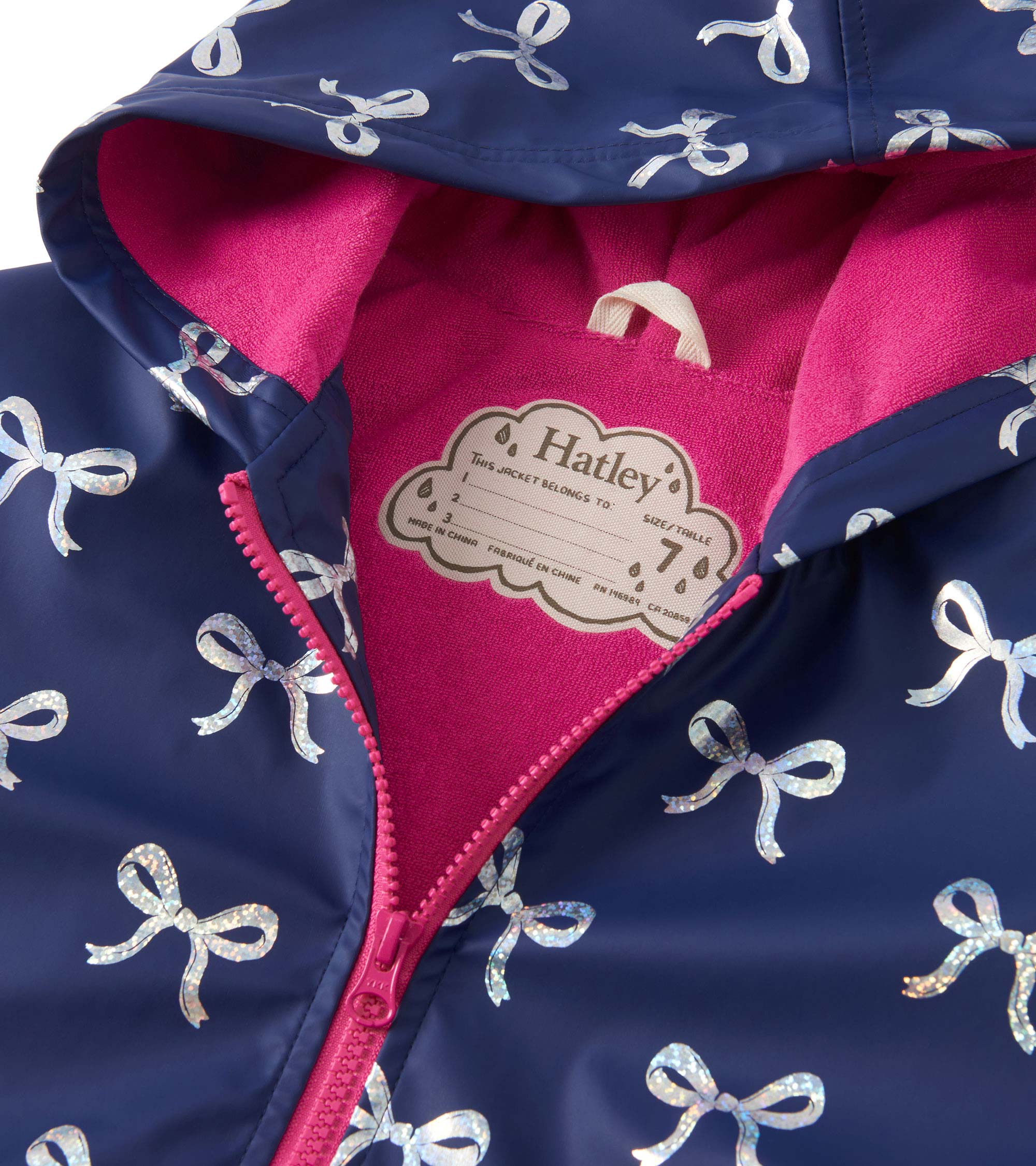 Hatley Girls Silver Ribbon Zip-Up Rain Jacket