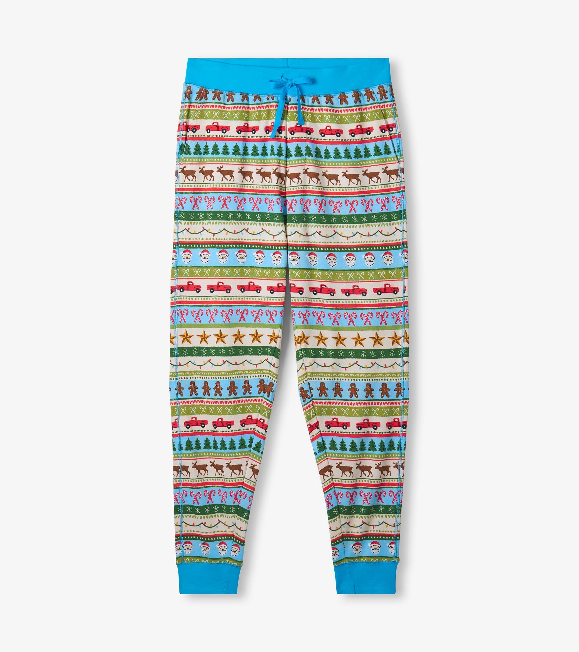 Hatley Men's Blue Fun Fair Isle Cotton Pajama Set