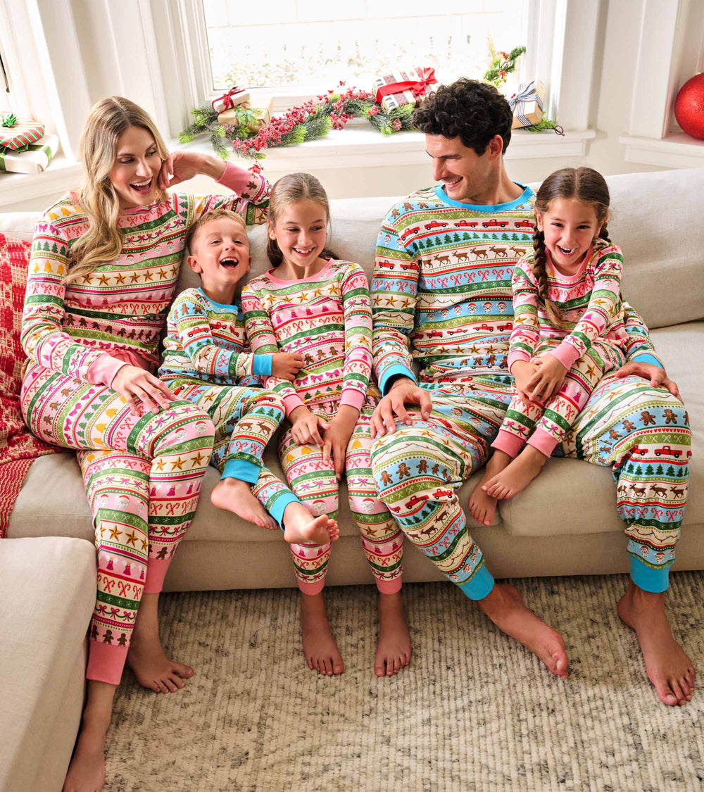 Hatley Men's Blue Fun Fair Isle Cotton Pajama Set