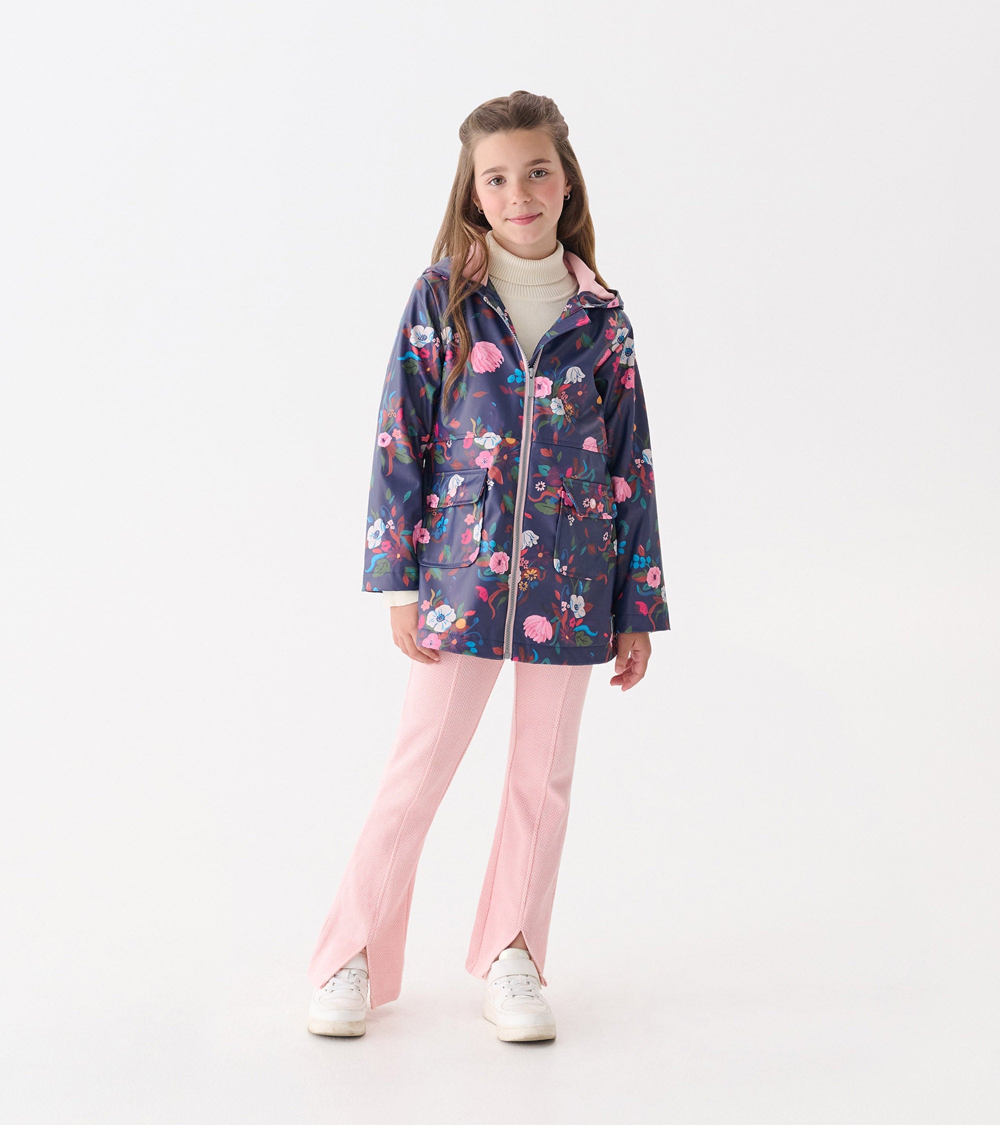 Hatley Girls Fall Floral Zip-Up Rain Jacket