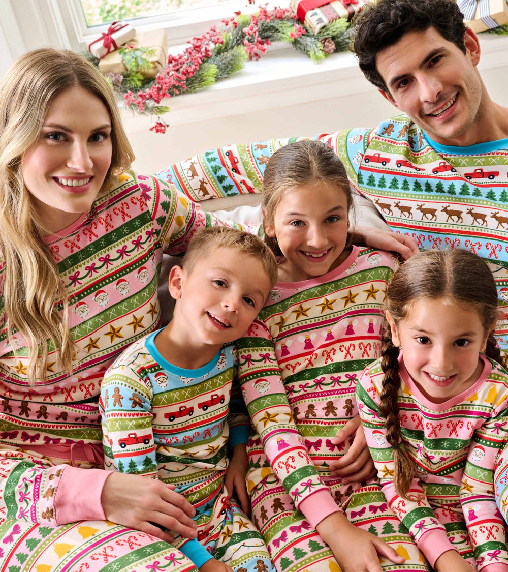 Hatley Girls Pink Fun Fair Isle Cotton Pajama Set