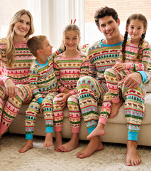 Hatley Women's Pink Fun Fair Isle Cotton Pajama Set