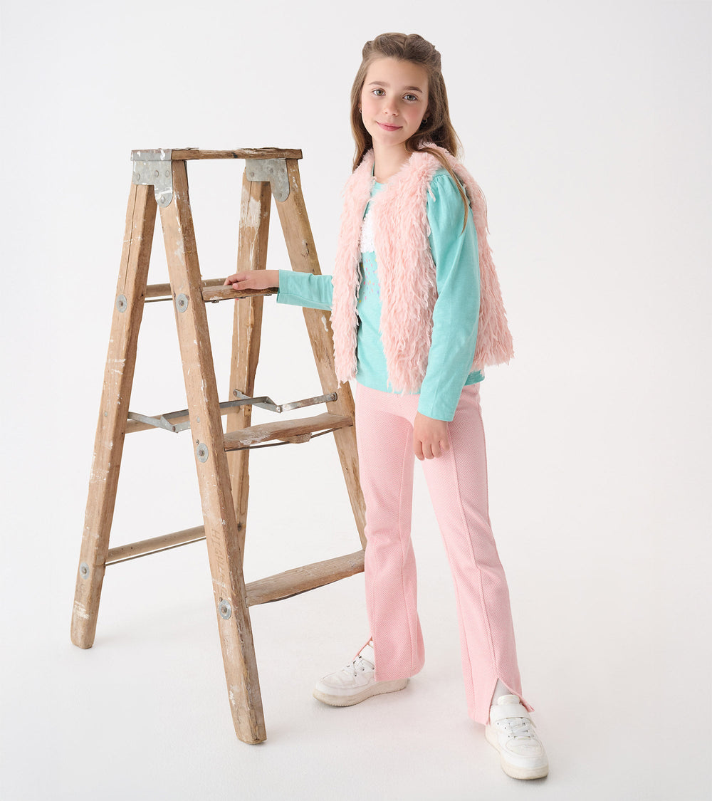 Hatley Girls Pale Pink Feather Faux Fur Vest
