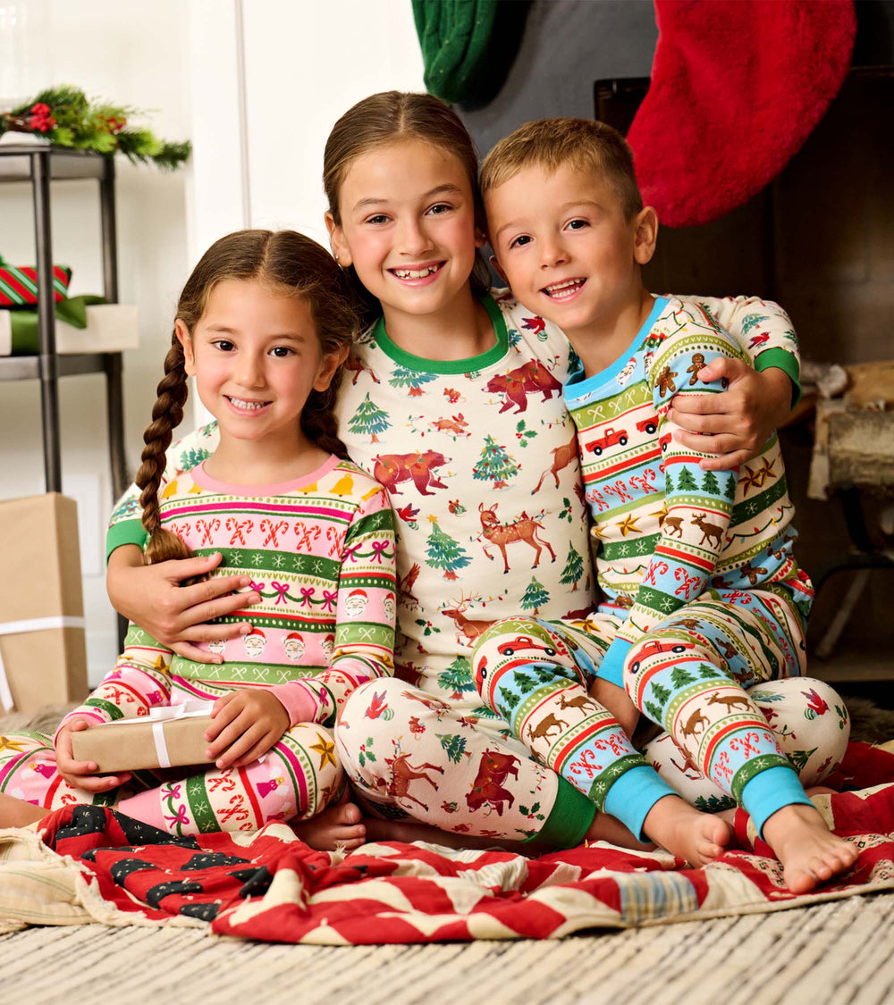 Hatley Girls Holiday Animals Cotton Pajama Set