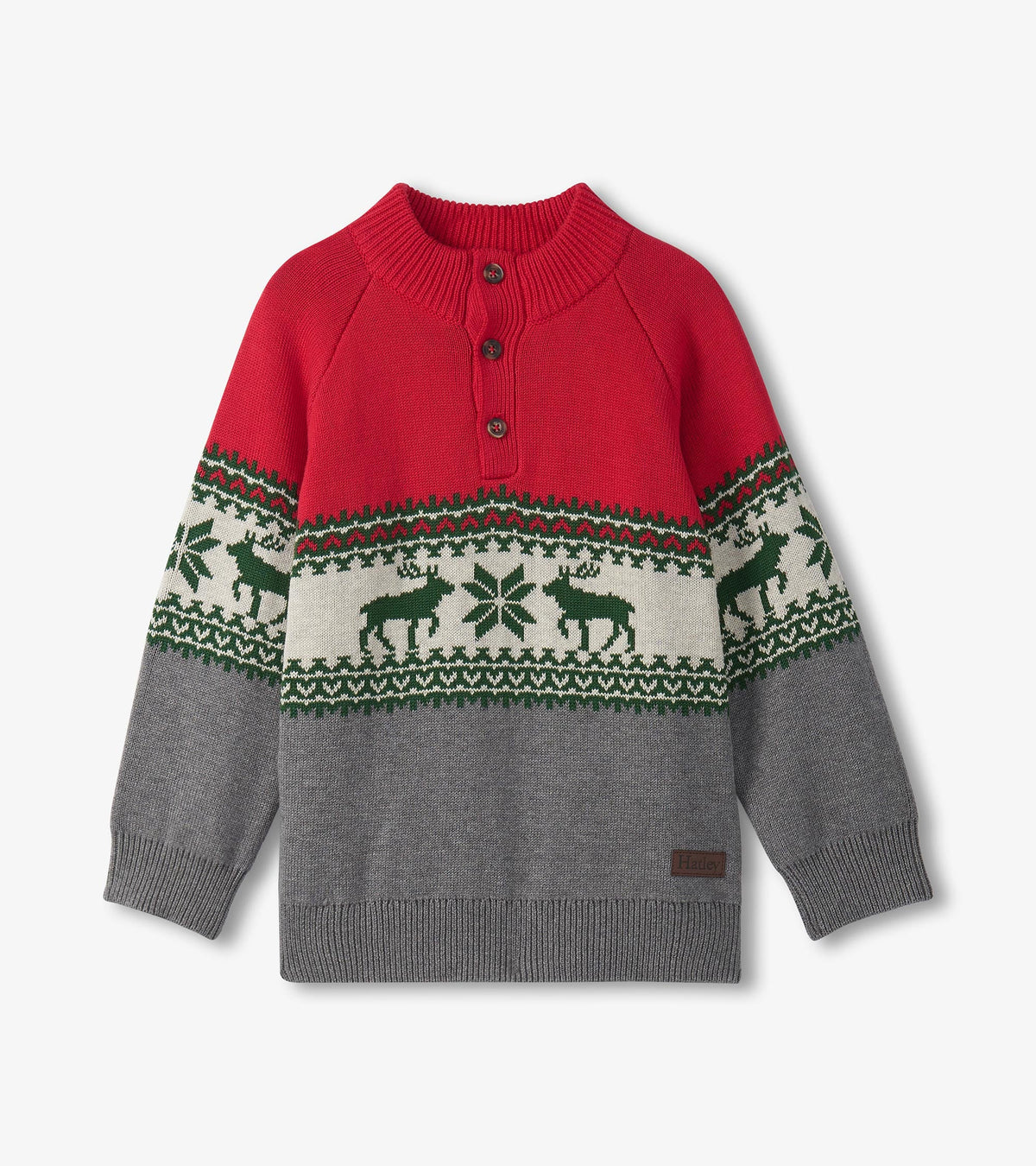 Hatley Boys Holiday Elk Mockneck Sweater