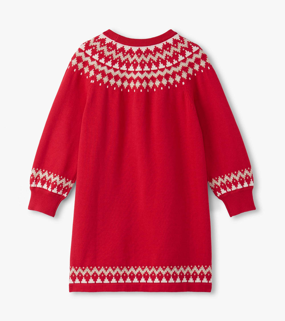 Hatley Girls Holiday Fair Isle Swing Sweater Dress