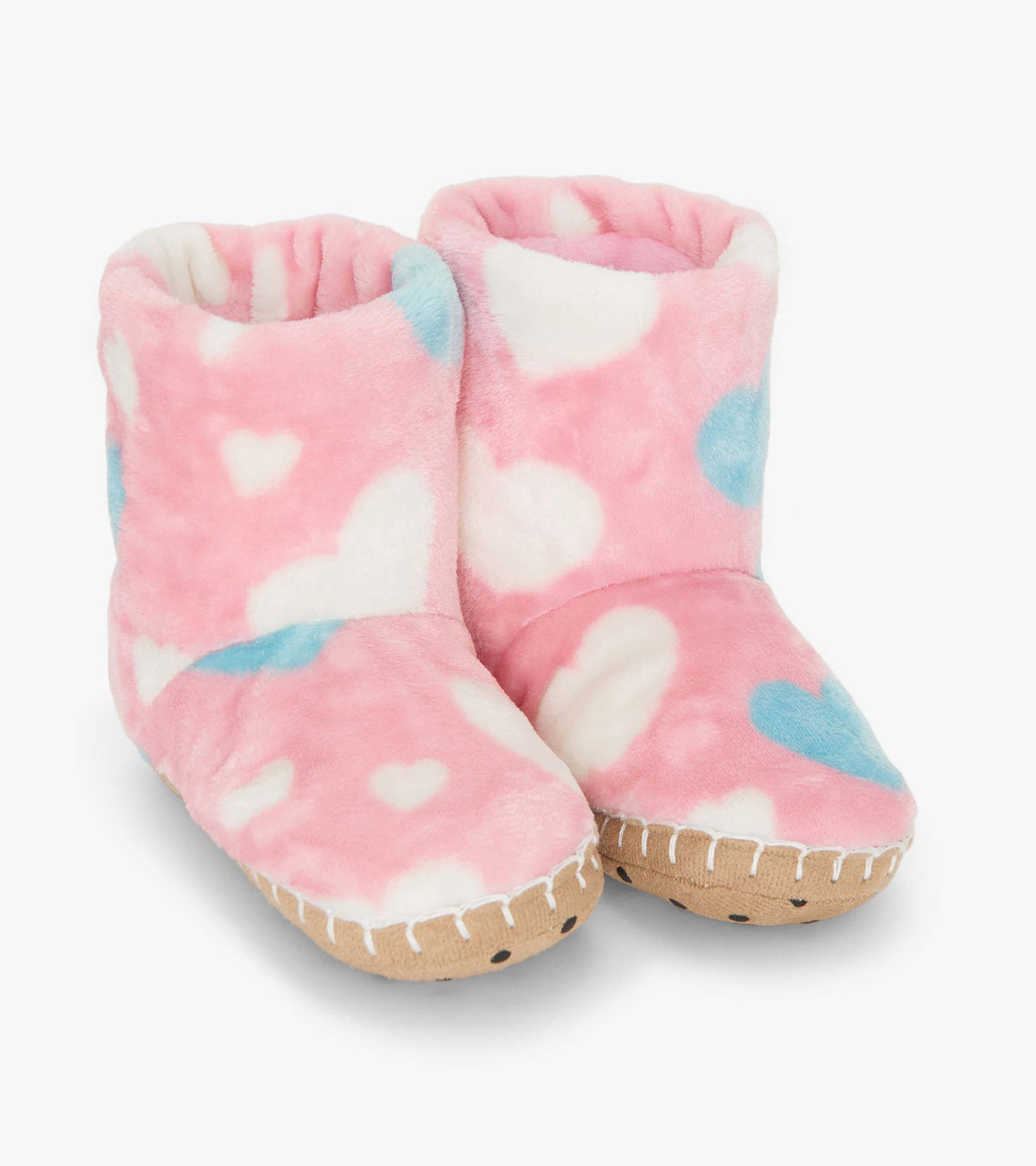 Hatley Girls Big Hearts Fuzzy Fleece Slippers