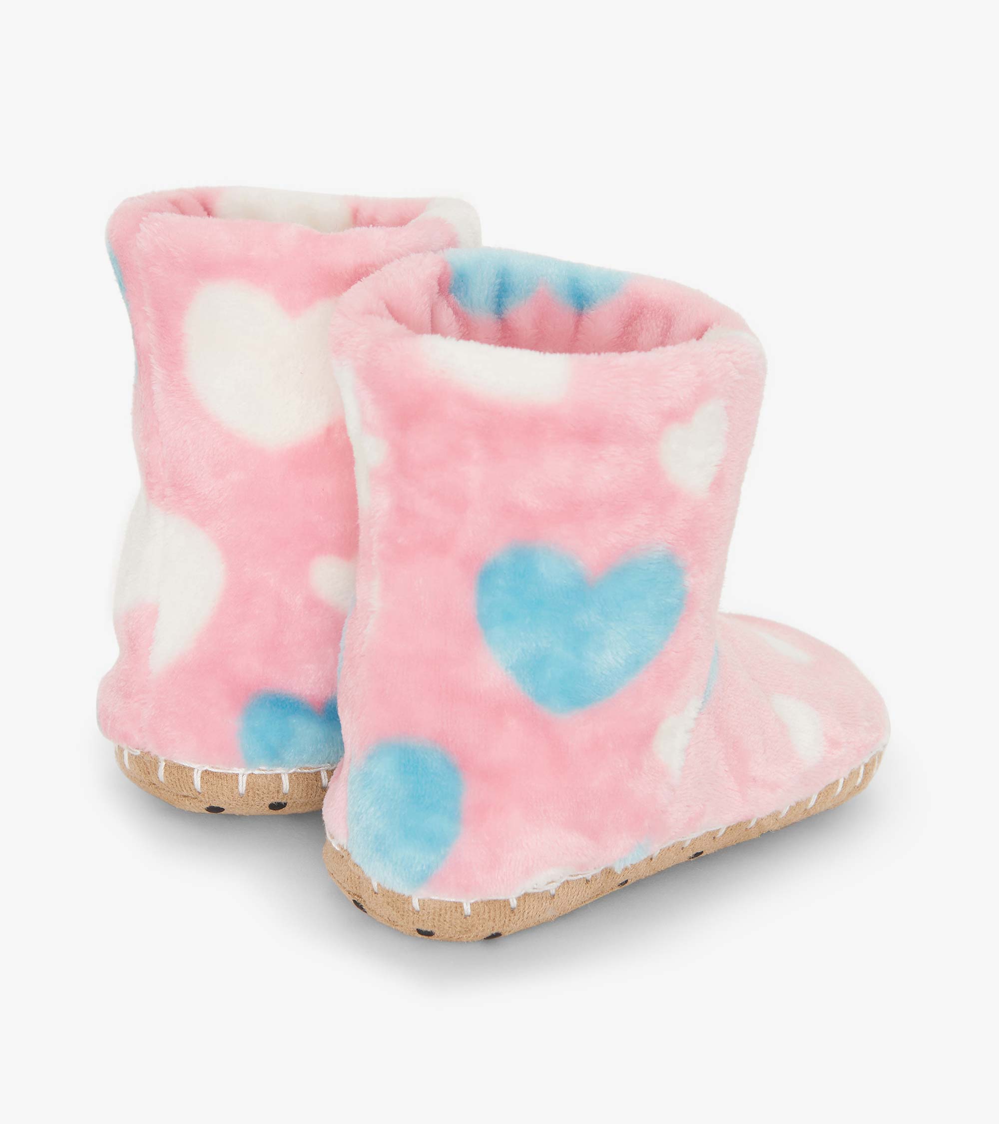 Hatley Girls Big Hearts Fuzzy Fleece Slippers
