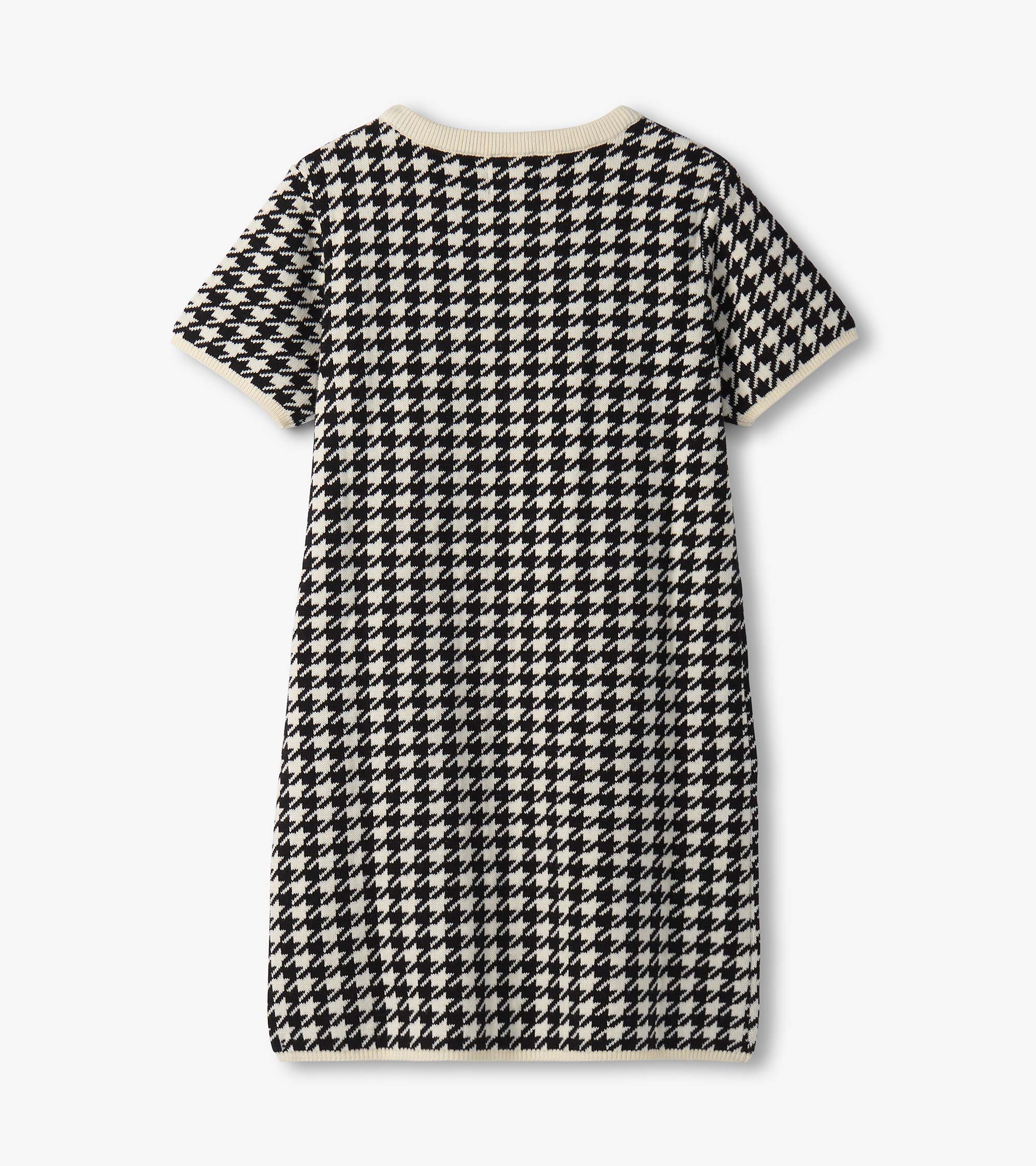 Hatley Girls Houndstooth Sweater Dress with Faux Fur Pockets