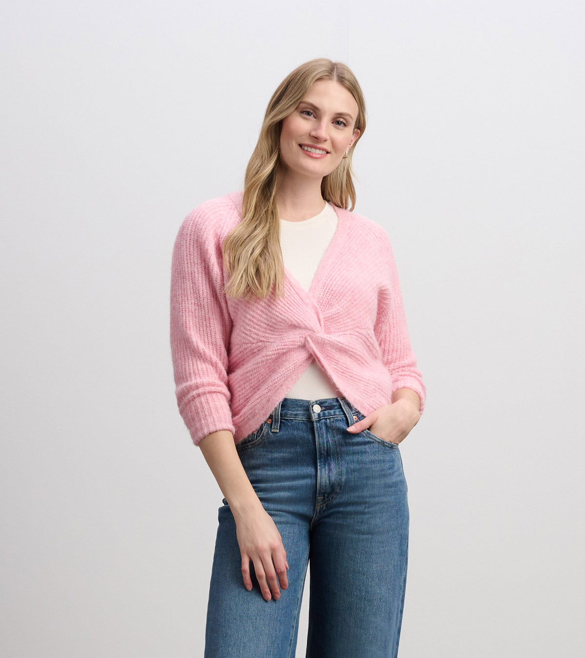 Hatley Cross Over Sweater - Pastel Pink