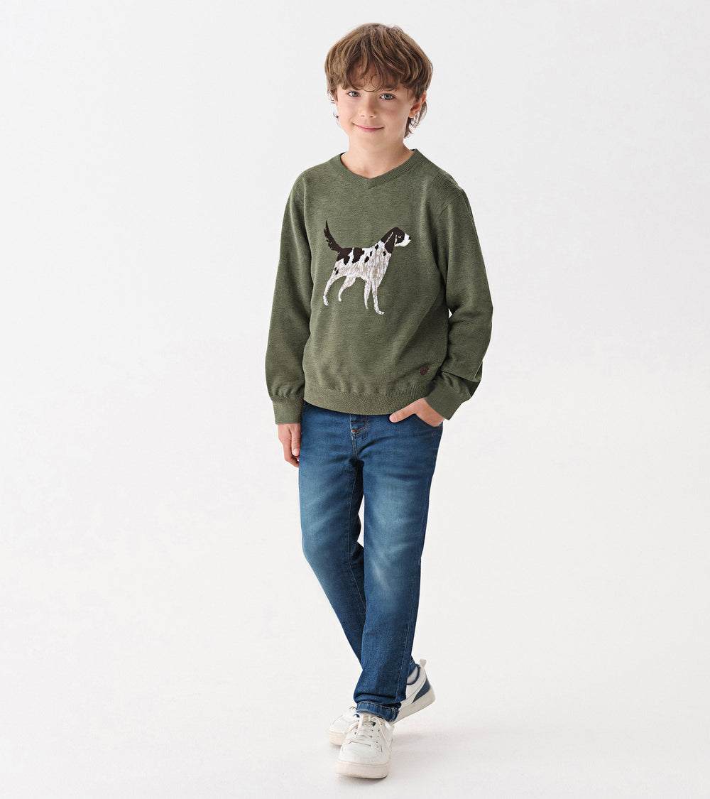 Hatley Boys Hunting Dogs V-Neck Sweater