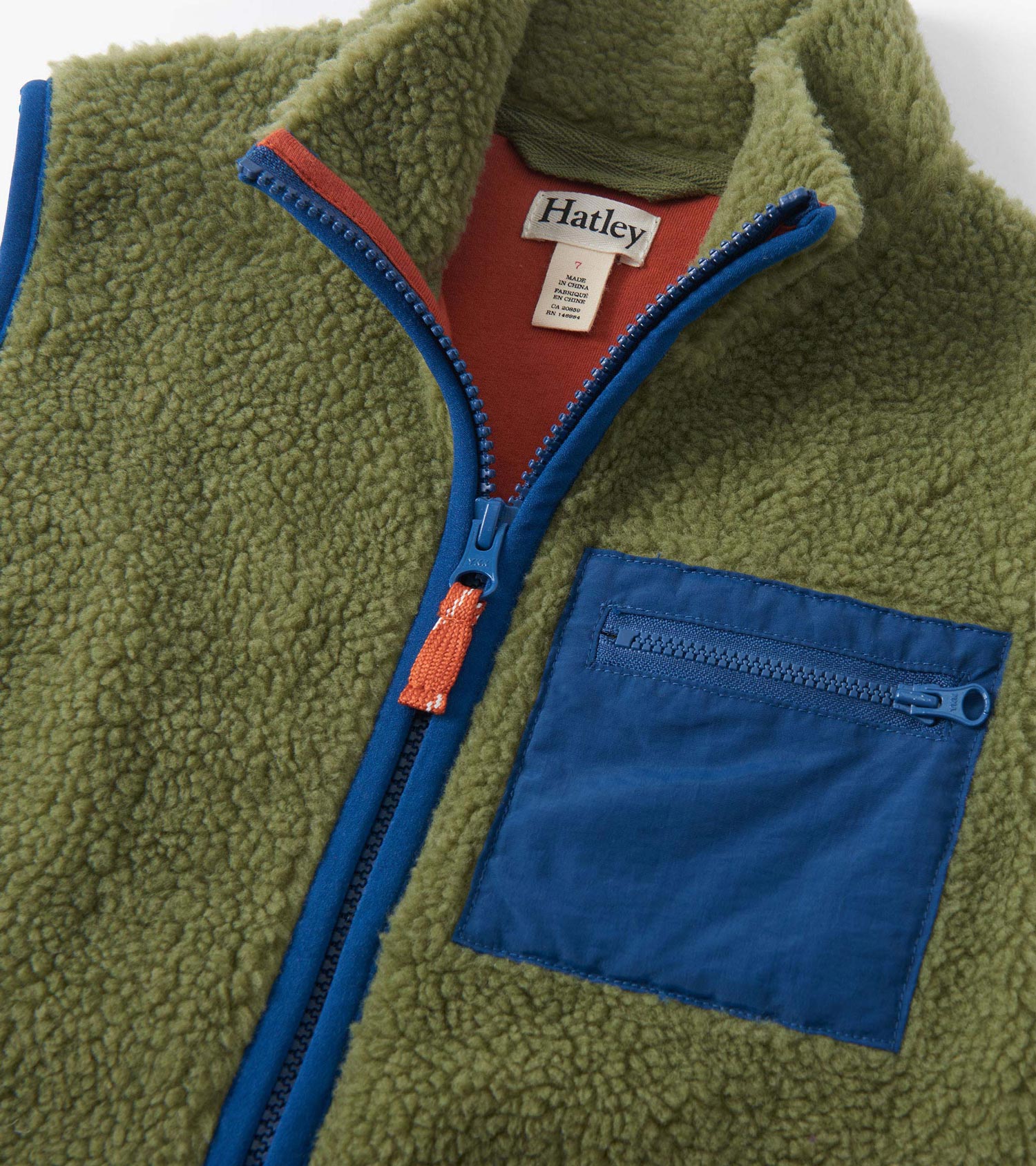 Hatley Boys Loden Green Faux Sherpa Vest