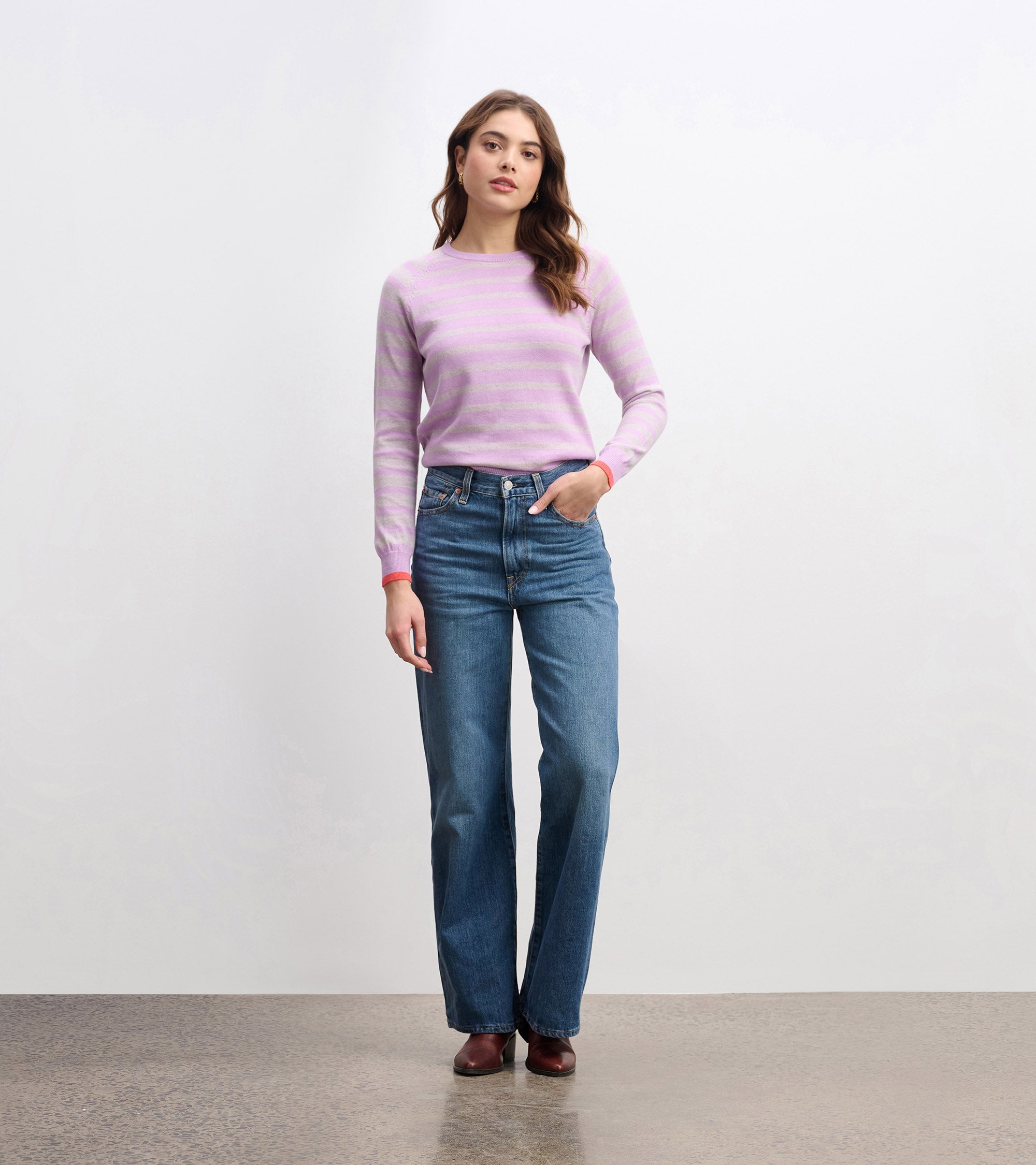 Hatley Olivia Sweater - Lilac Pink Stripes
