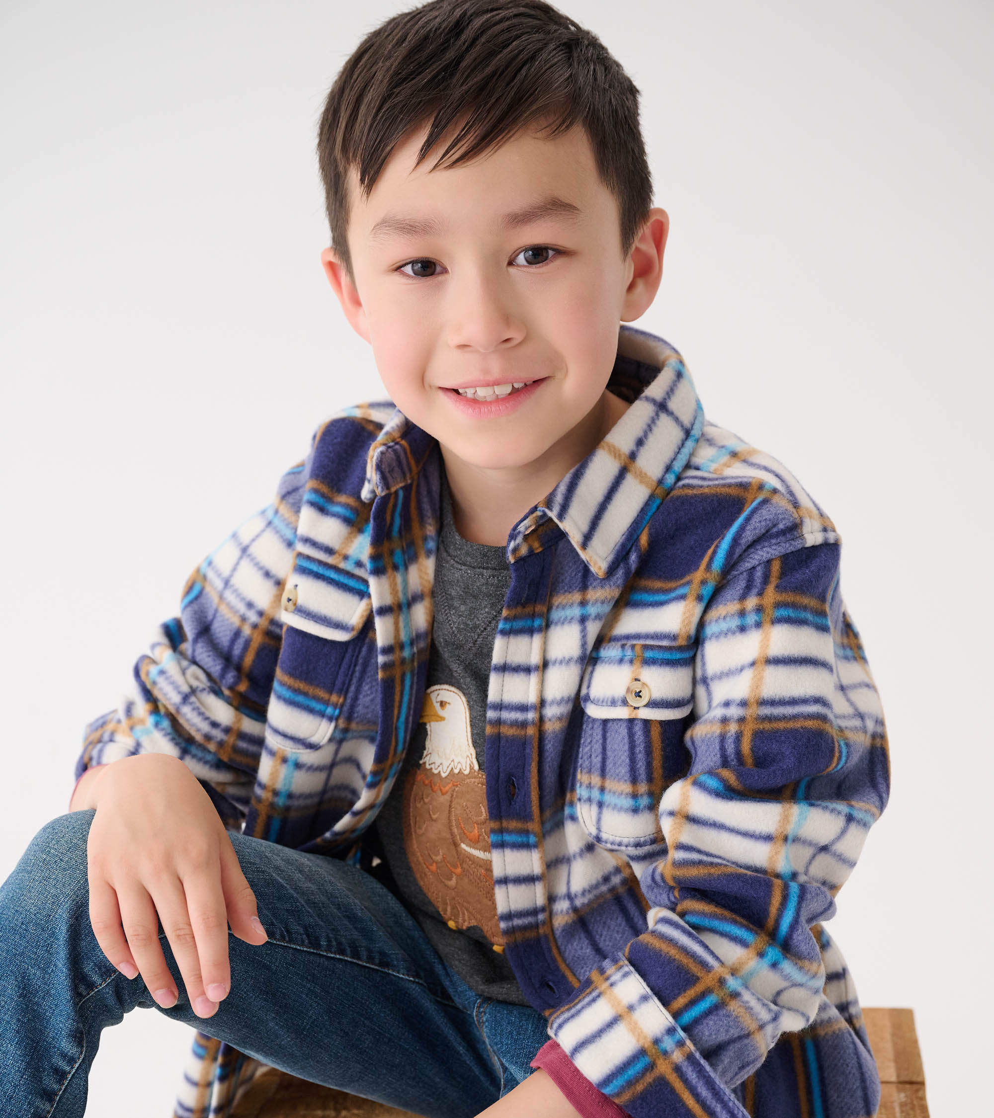 Hatley Boys Mountain Top Plaid Fleece Button-Up Shirt