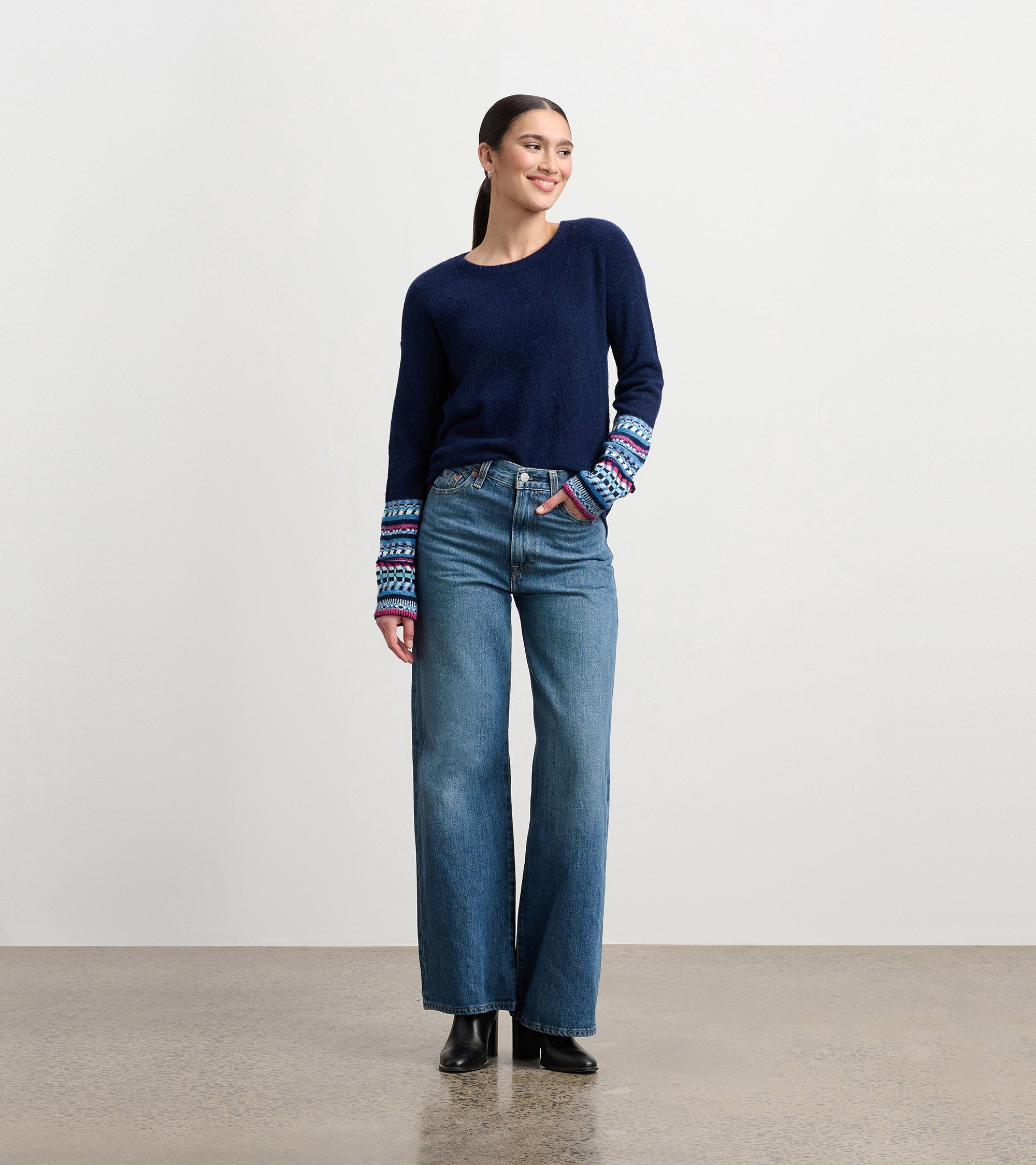 Hatley Jacquard Cuff Sweater - Navy