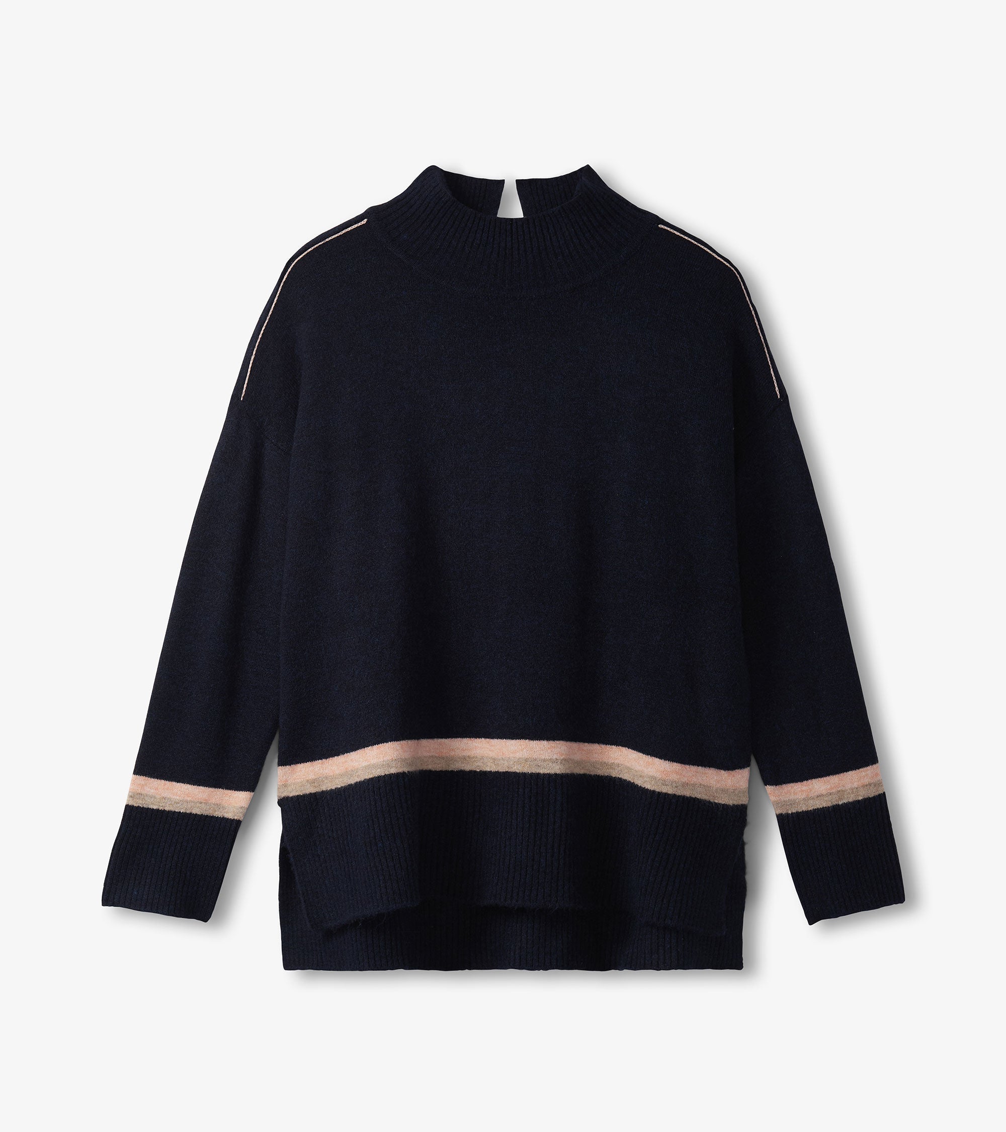 Hatley Mock Neck Sweater - Navy Stripe