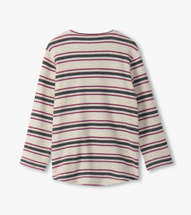 Hatley Boys Oatmeal Melange Stripes Waffle Henley