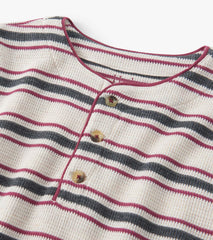 Hatley Boys Oatmeal Melange Stripes Waffle Henley