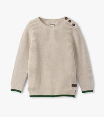 Hatley Boys Oatmeal Melange Button Neck Sweater