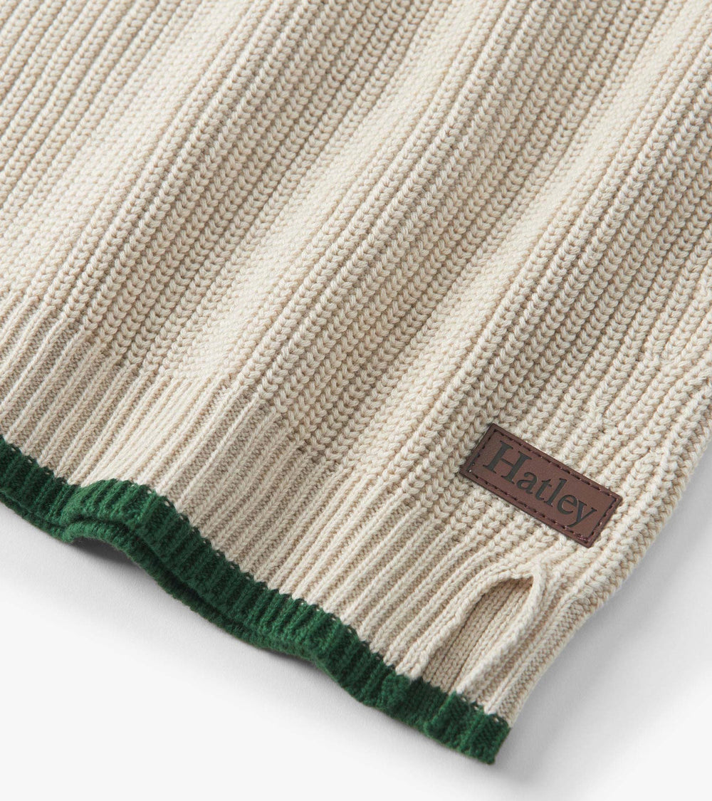 Hatley Boys Oatmeal Melange Button Neck Sweater