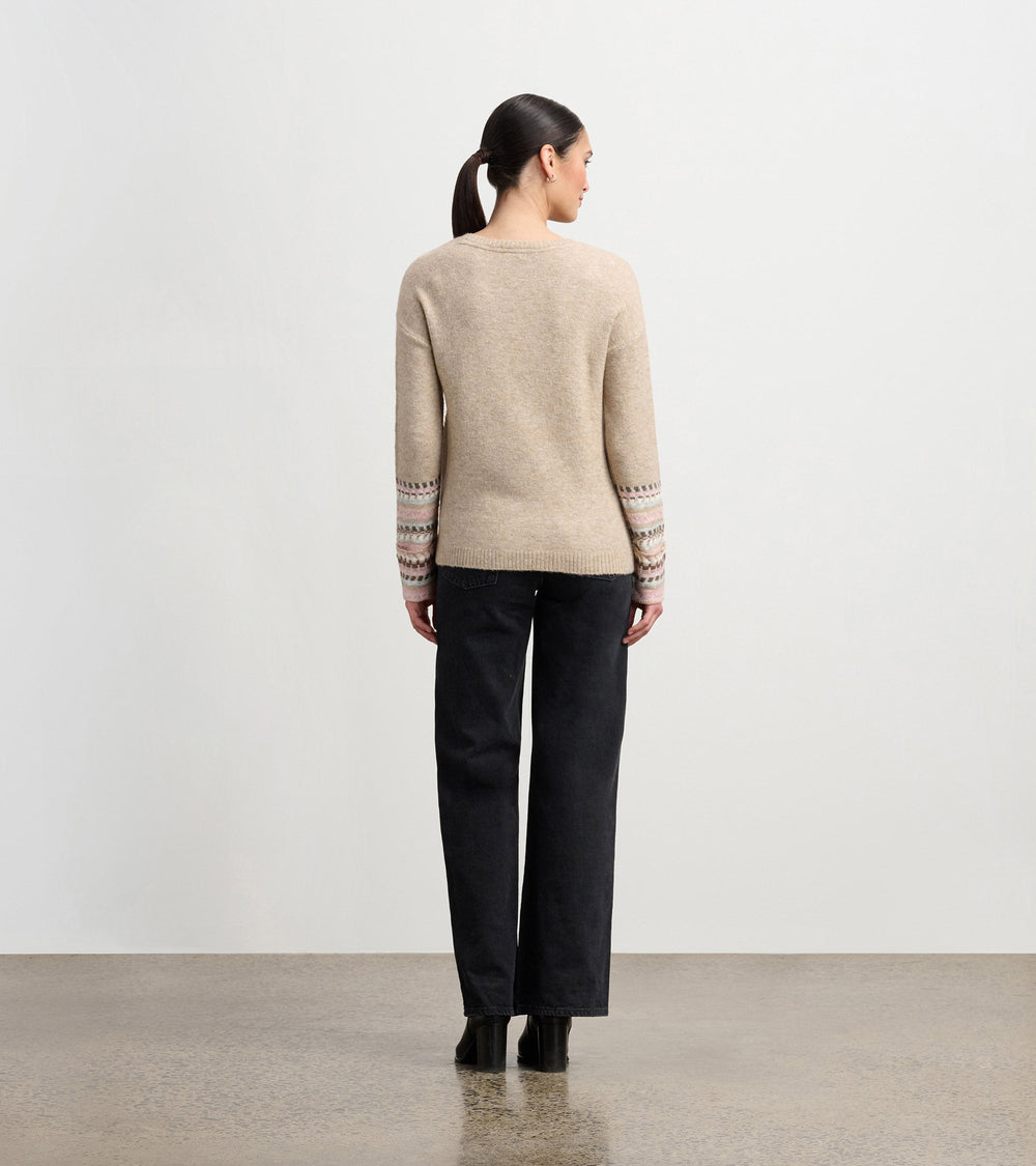 Hatley Jacquard Cuff Sweater - Oatmeal Melange