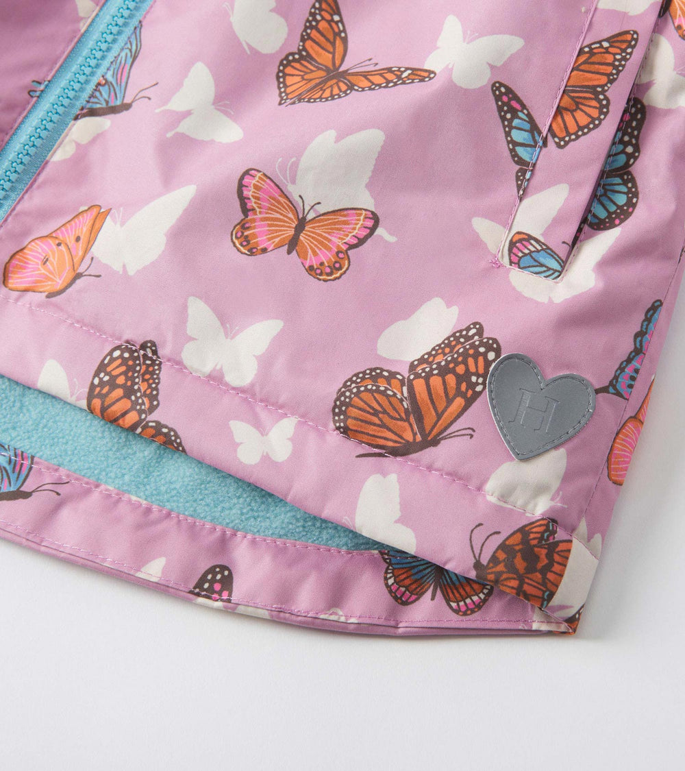 Hatley Girls Pop-Out Butterflies Zip-Up Lightweight Rain Jacket
