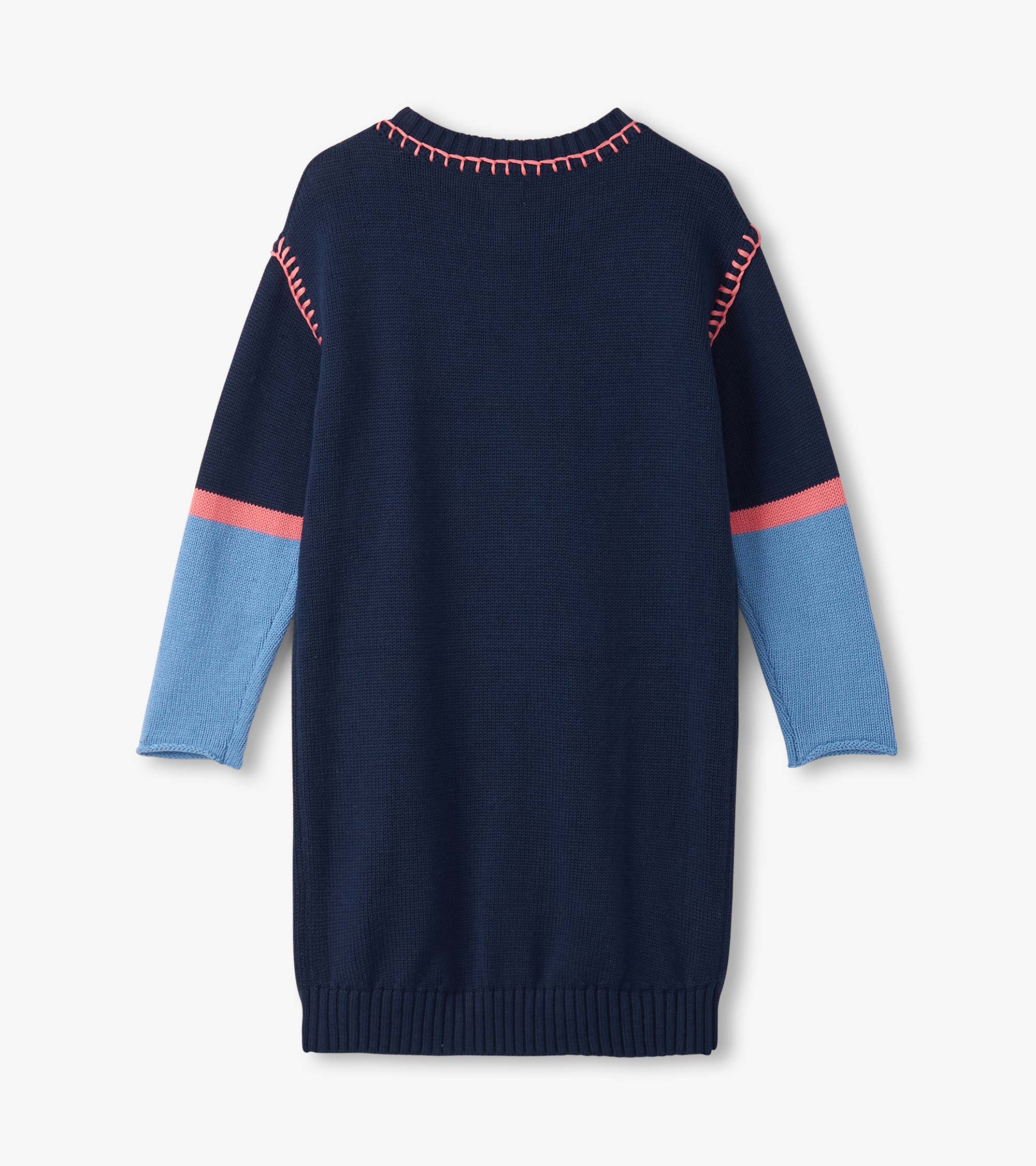 Hatley Girls Navy Flower Drop Shoulder Sweater Dress
