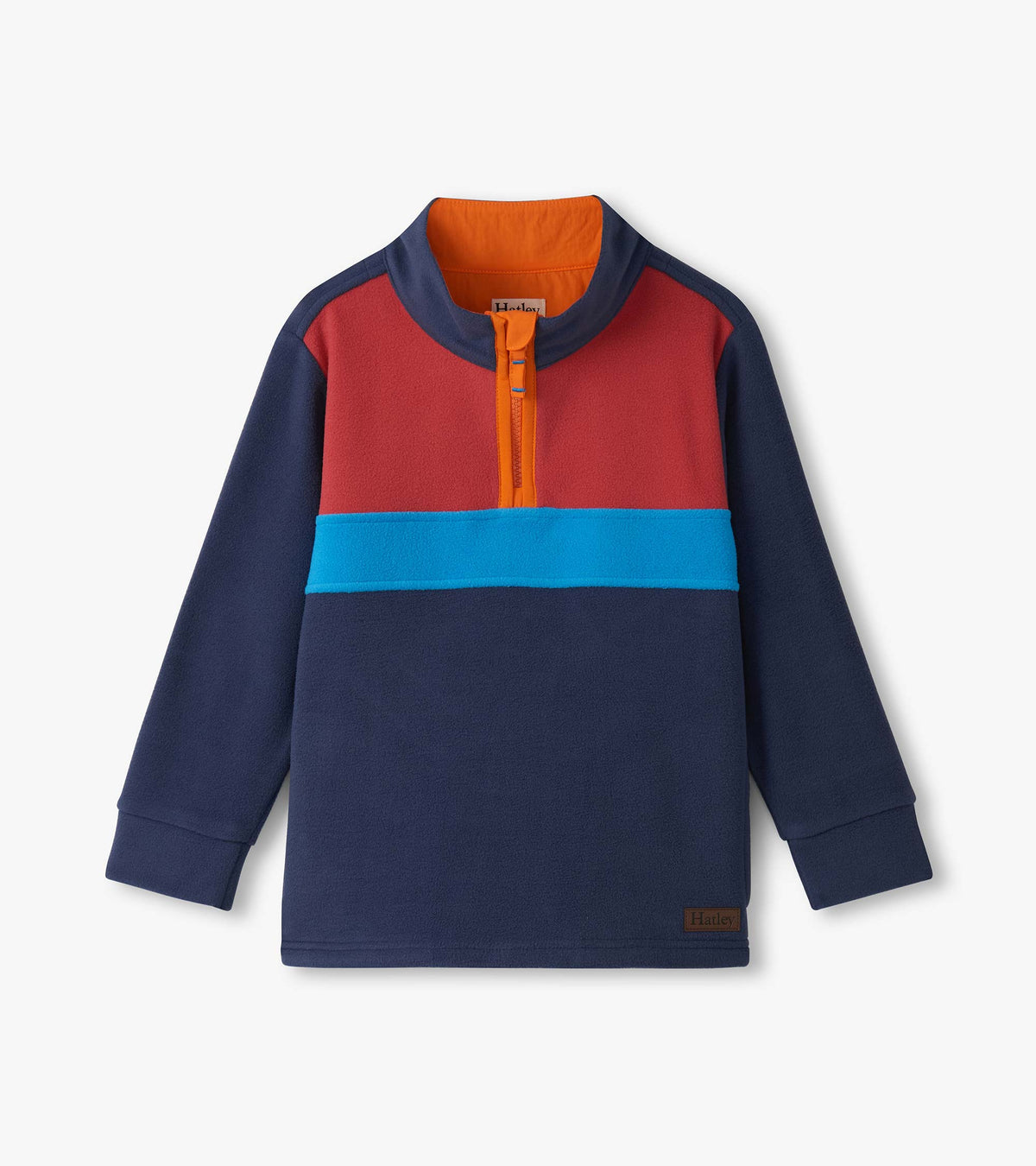 Hatley Boys Navy Color Block Fleece 1/4 Zip Mockneck