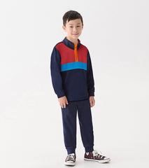 Hatley Boys Navy Color Block Fleece 1/4 Zip Mockneck
