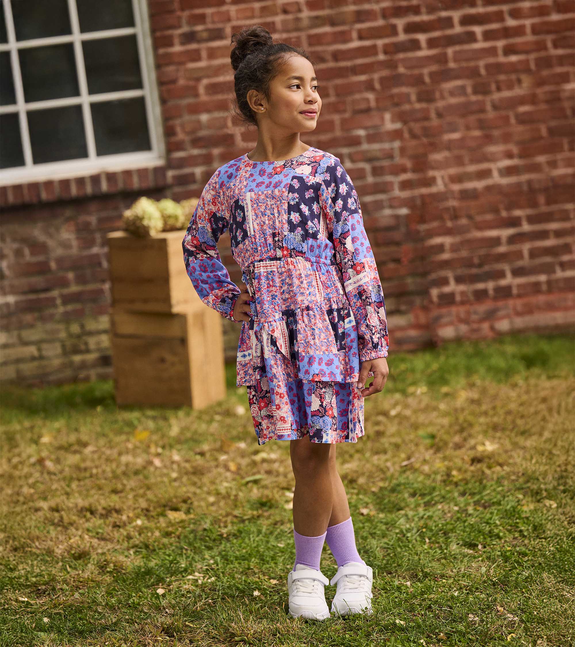 Hatley Girls Patchwork Floral Flounce Dress