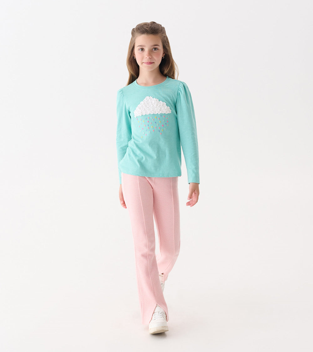 Hatley Girls Flamingo Pink Herringbone Bell Bottoms
