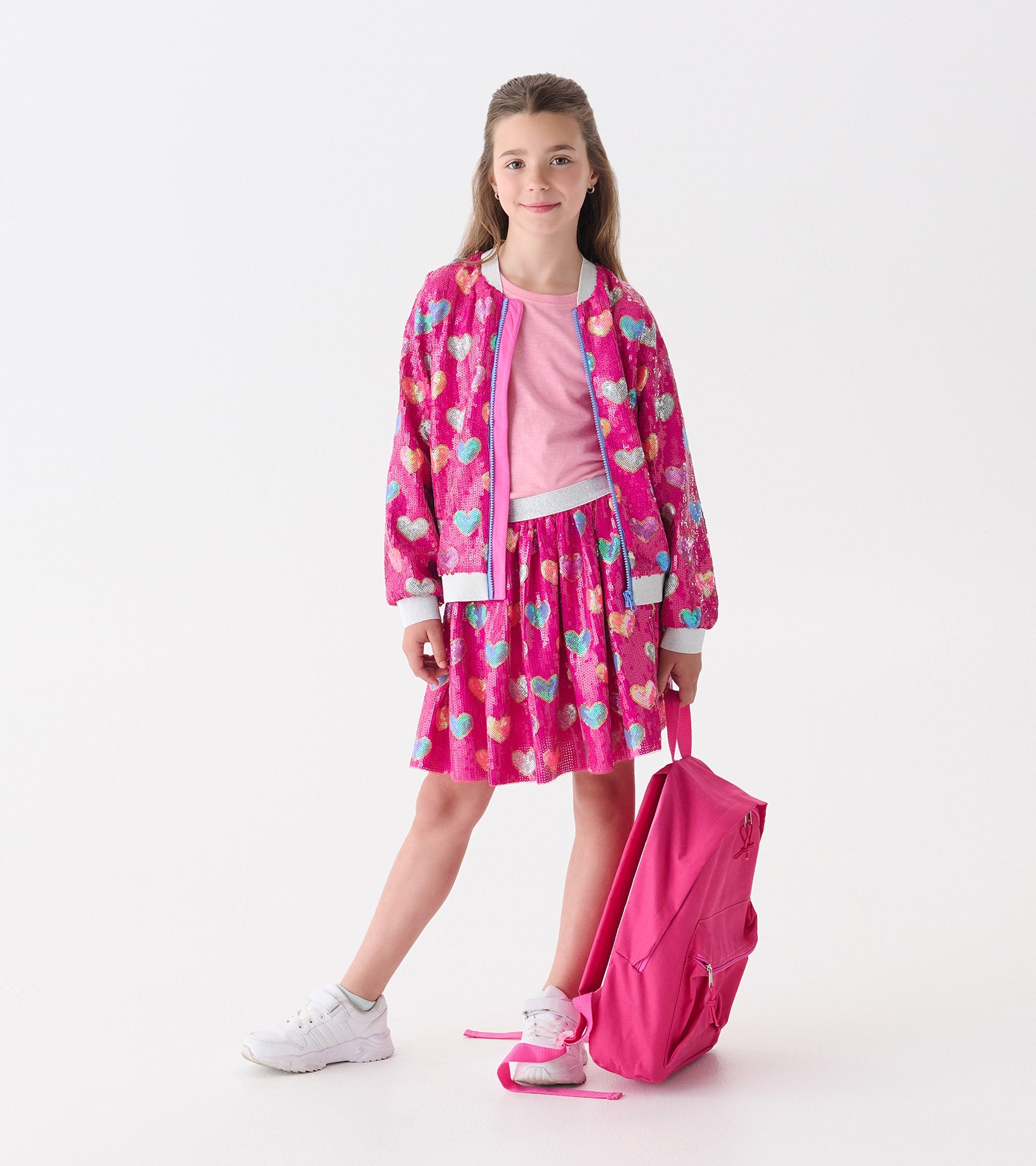 Hatley Girls Pink Busted Hearts Sequin Skirt