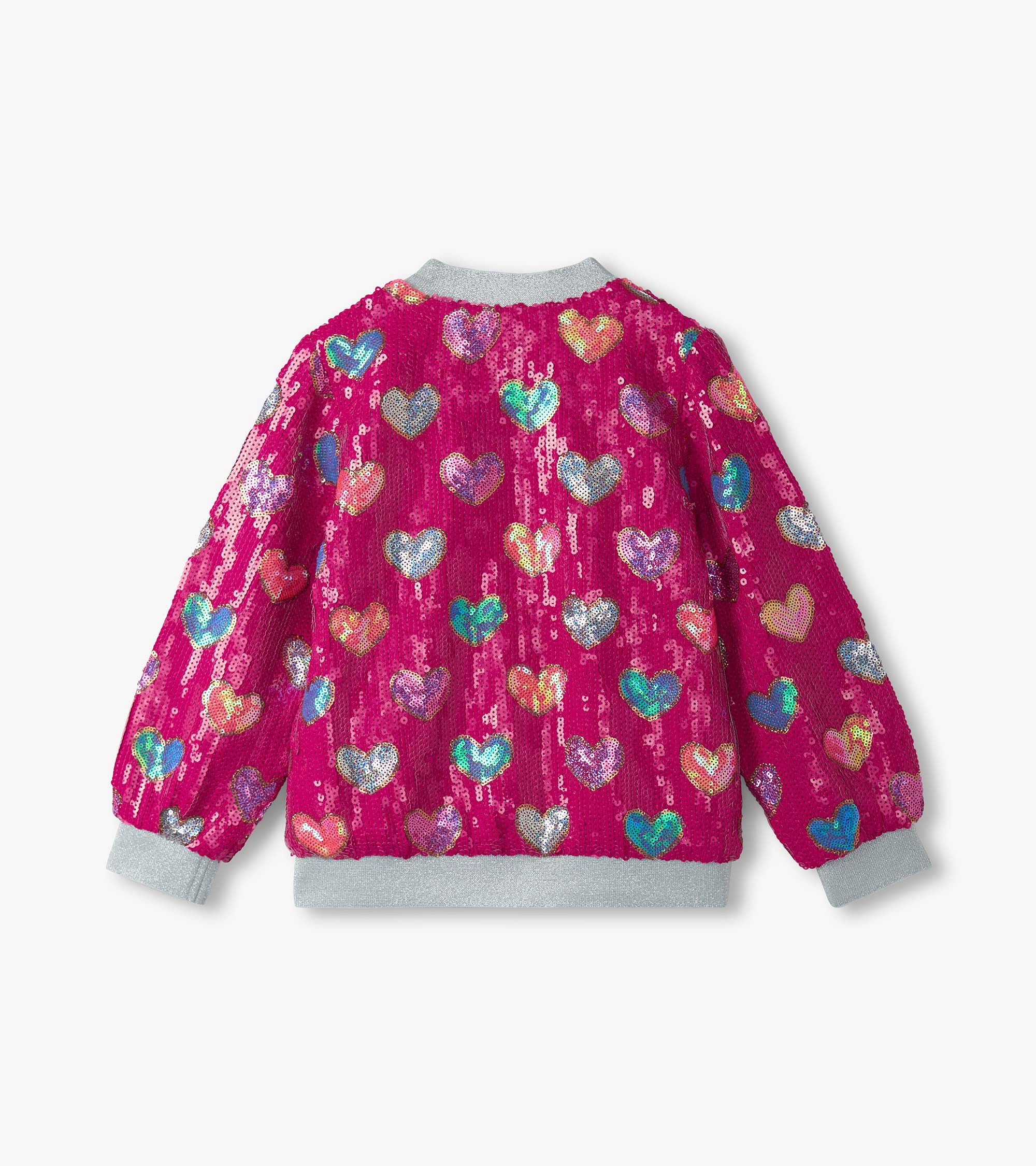 Hatley Girls Pink Busted Hearts Sequin Bomber Jacket