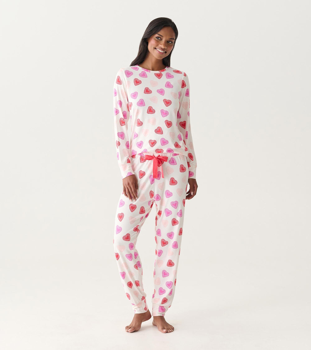 Hatley Women's Cut Out Hearts Pajama Set