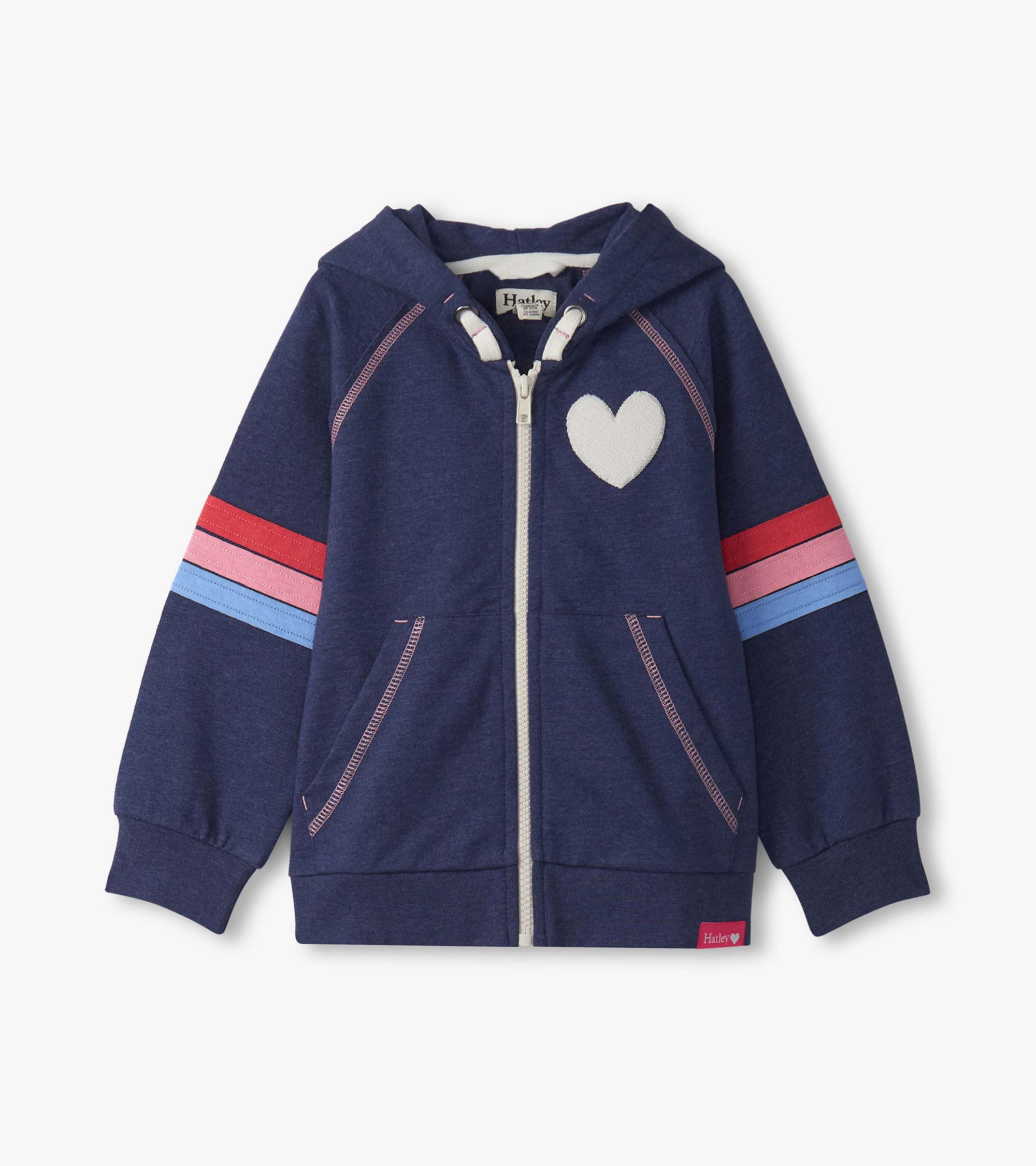 Hatley Girls Patriot Blue Zip-Up Hoodie