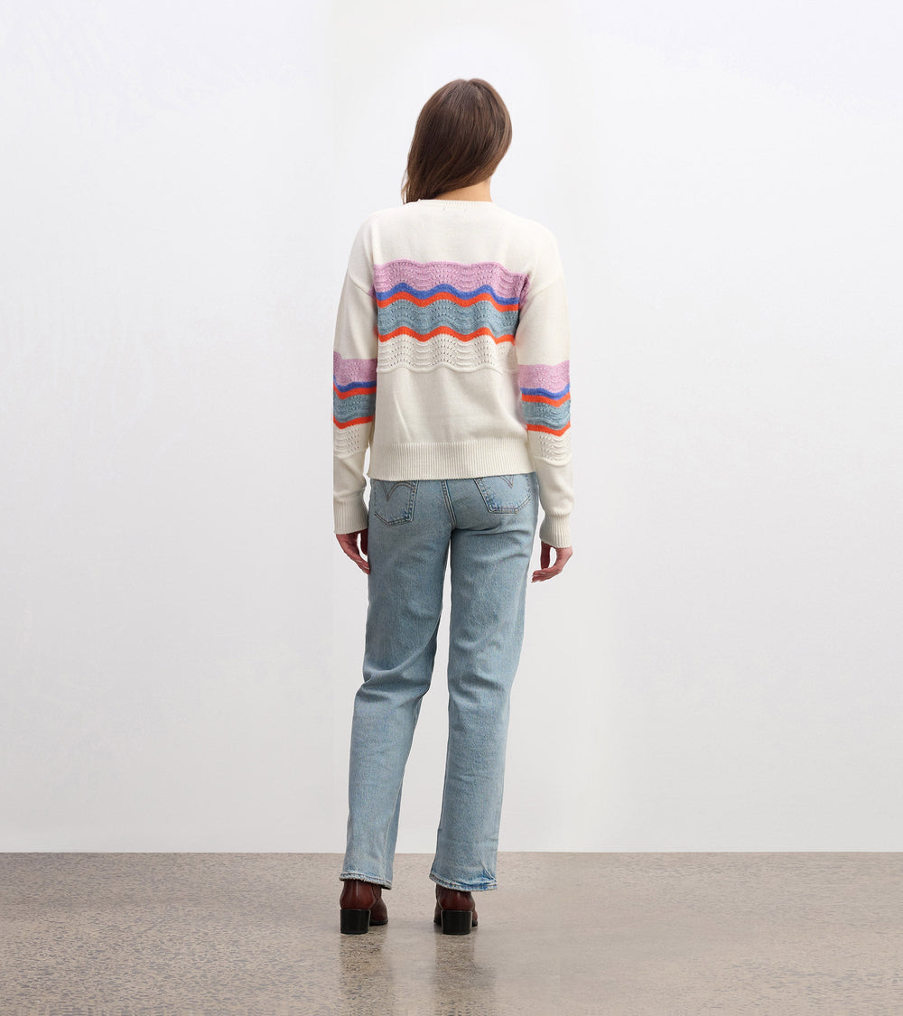 Hatley Pointelle Wave Sweater - Summer Sky Ripple