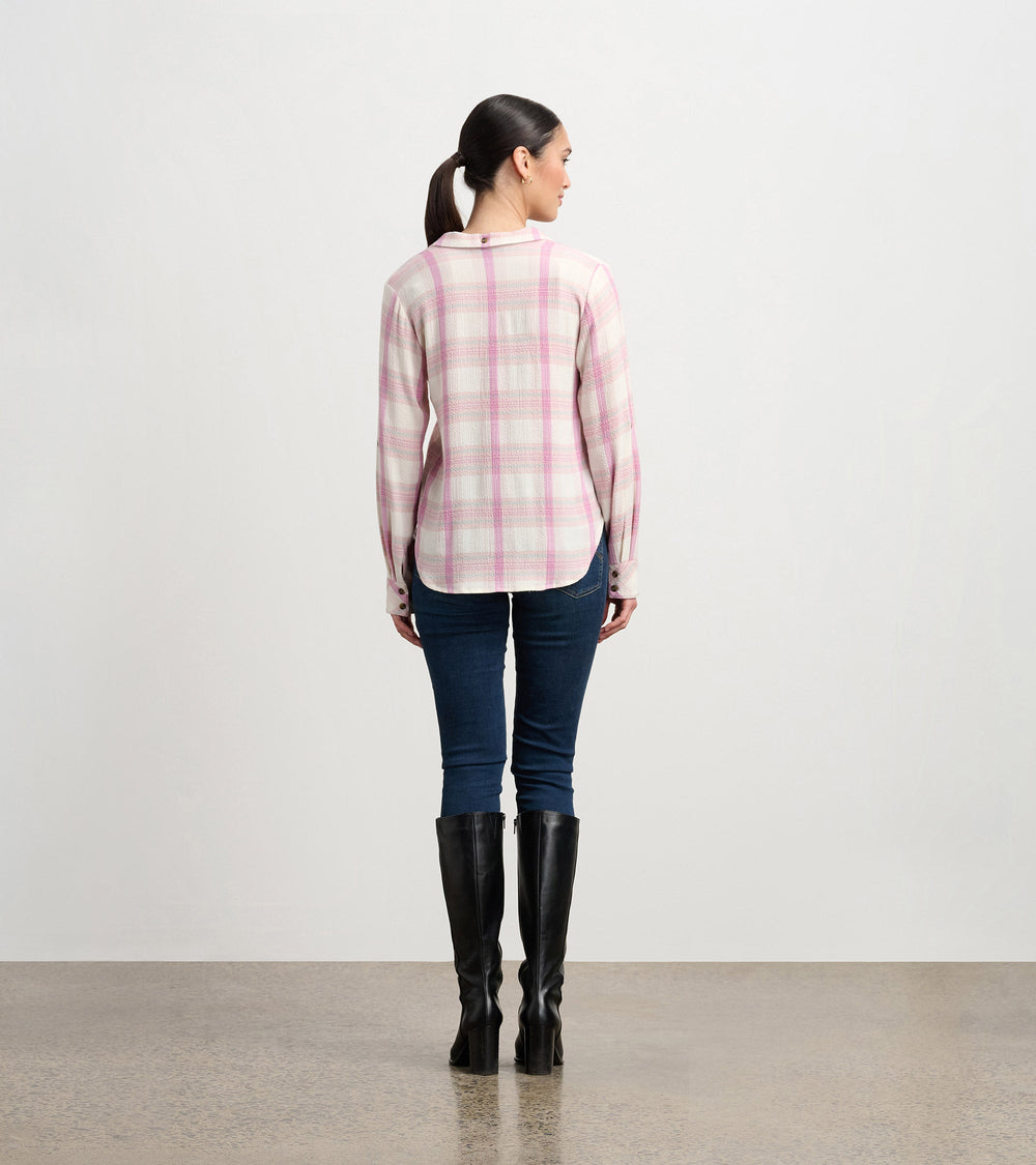 Hatley Lila Button Down - Pink Plaid