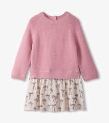 Hatley Baby & Toddler Girls Painted Bows Mixed Media Sweater Dress