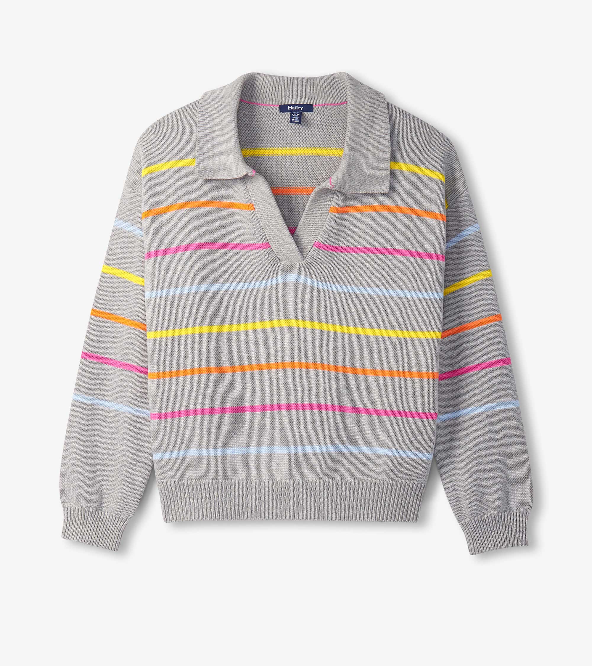 Hatley Johnny Collar Sweater - Sorbet Stripes