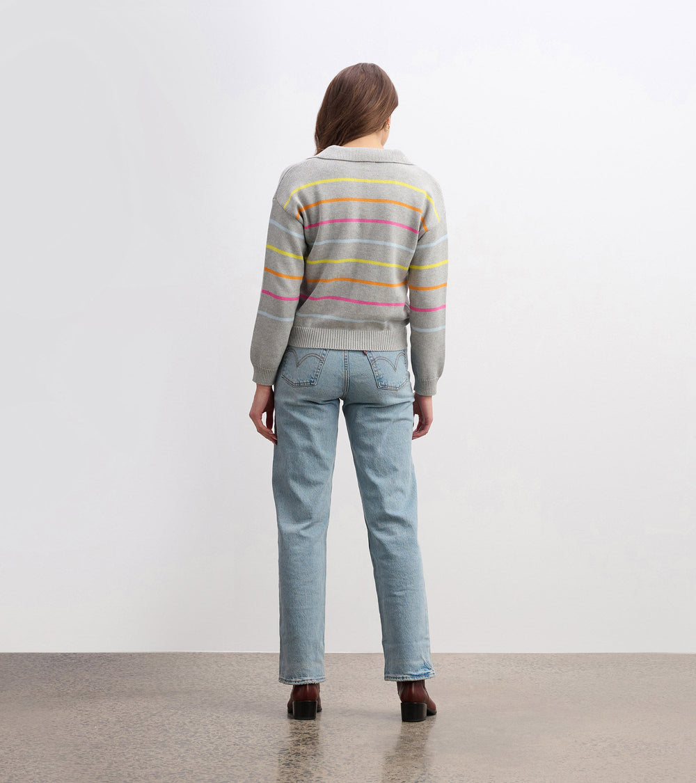 Hatley Johnny Collar Sweater - Sorbet Stripes