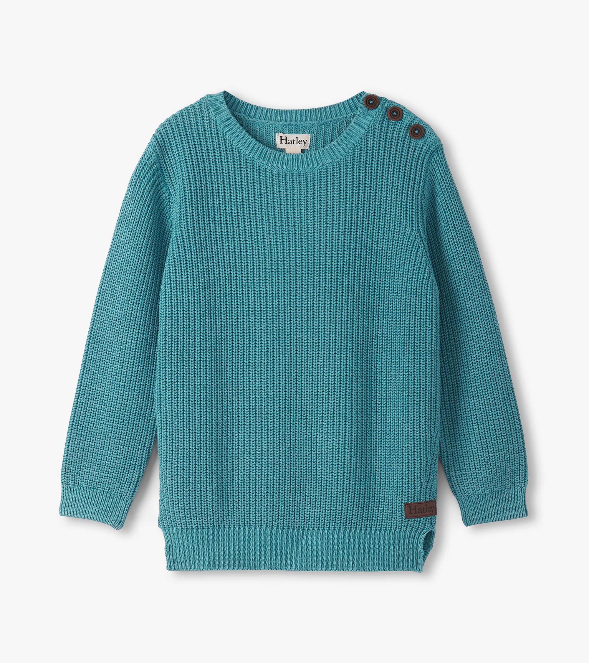 Hatley Boys Teal Button Neck Sweater