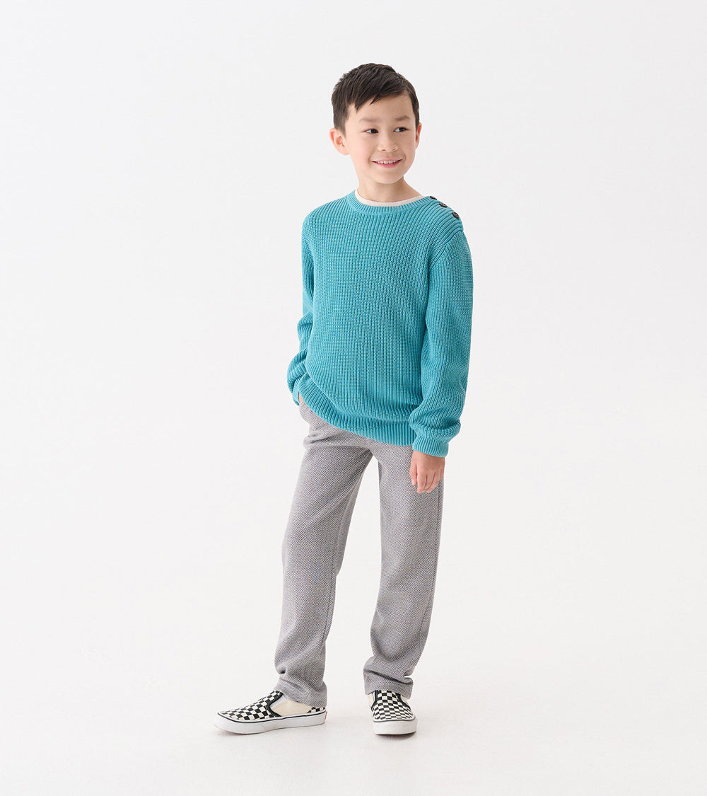 Hatley Boys Teal Button Neck Sweater