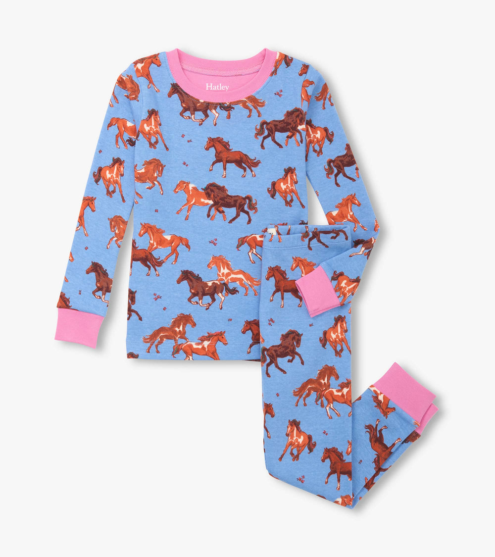 Hatley Girls Tinsel Horses Cotton Pajama Set