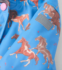 Hatley Girls Tinsel Horses Sherpa Lined Button-Up Rain Jacket