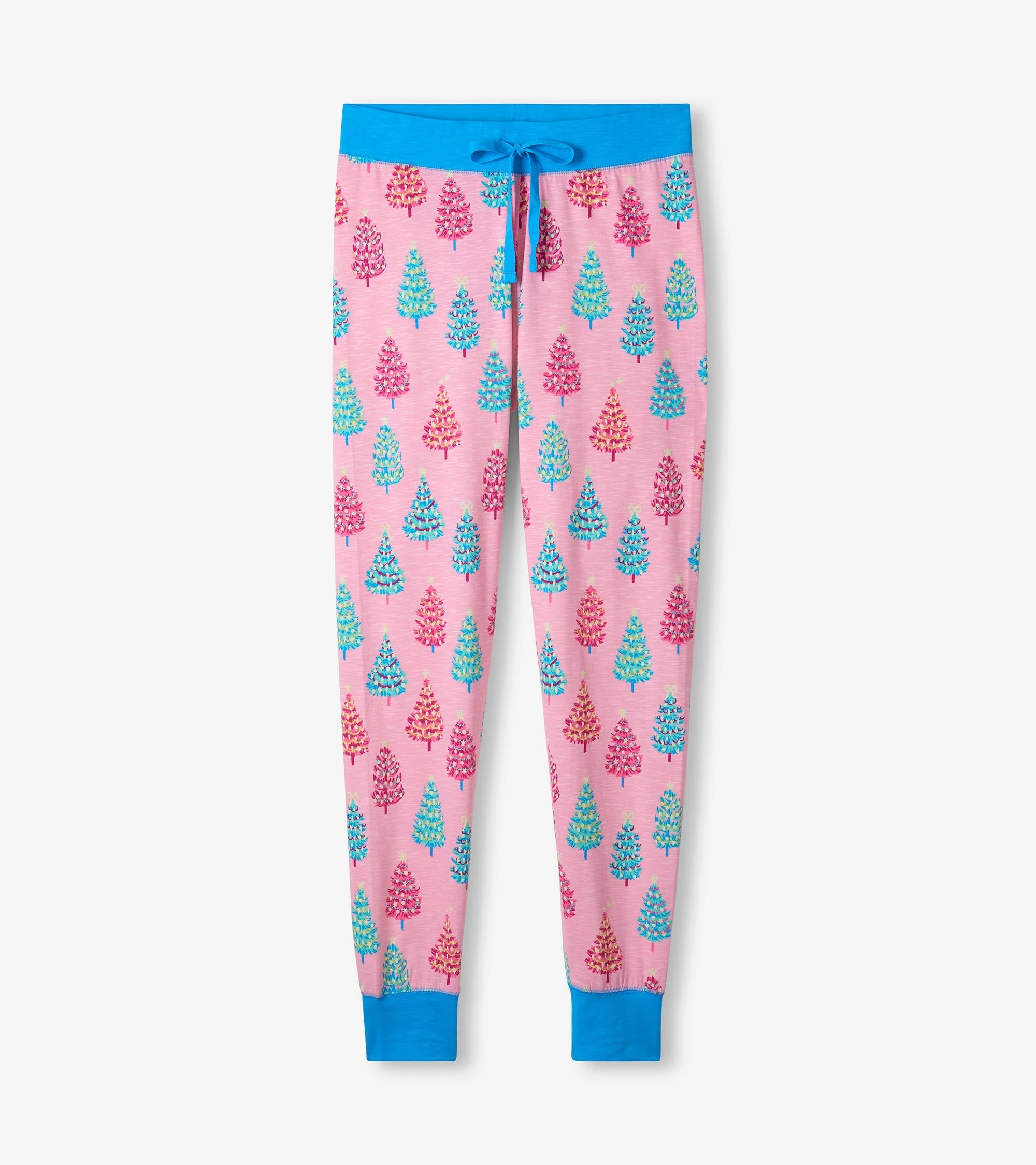 Hatley Women's Pink Bottle Brush Trees Glow in the Dark Cotton Pajama Set