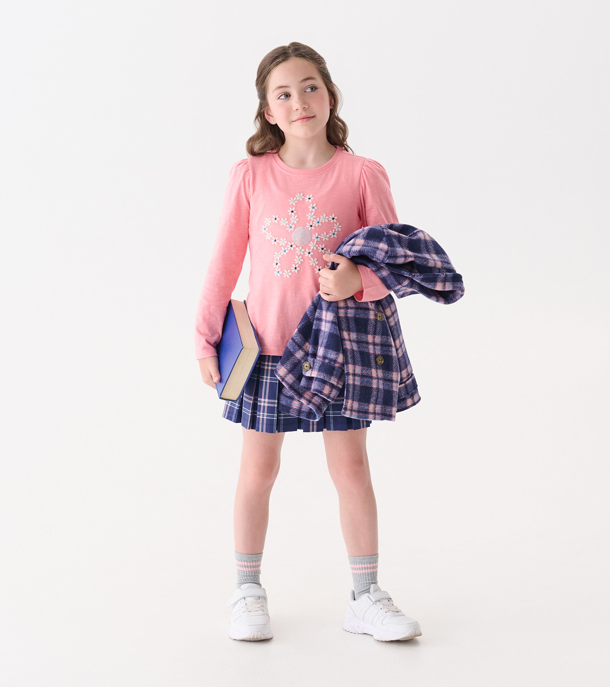 Hatley Girls Embroidered Flowers Puff Sleeve Graphic Tee
