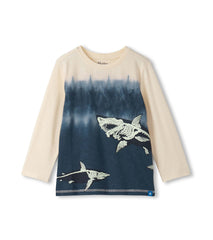 Hatley Boys Shark Bones Glow in the Dark Long Sleeve Graphic Tee
