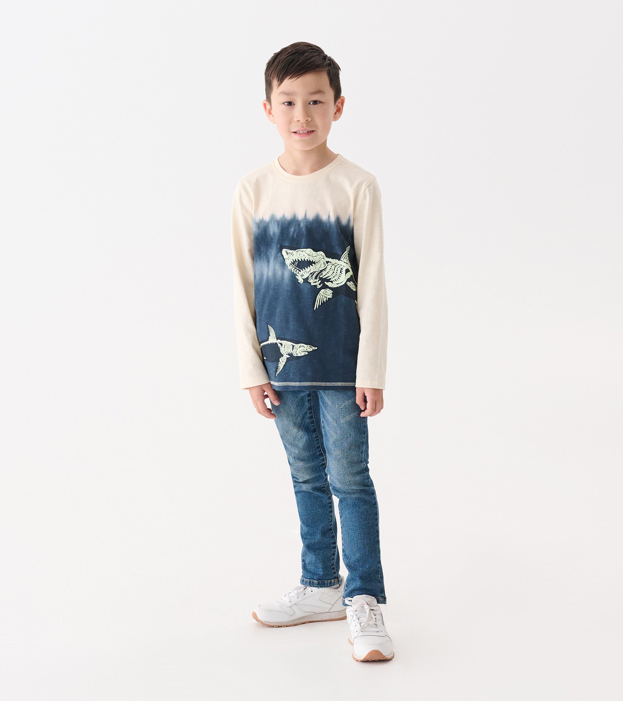 Hatley Boys Shark Bones Glow in the Dark Long Sleeve Graphic Tee